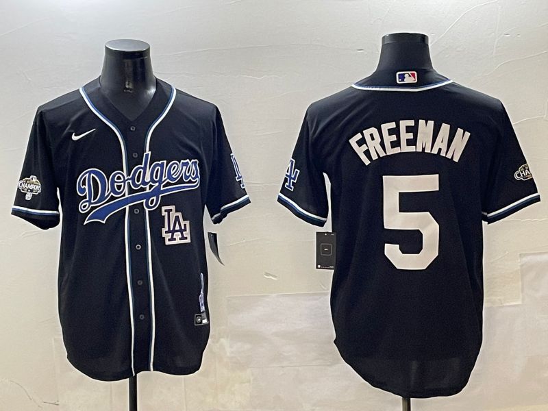 Men Los Angeles Dodgers 5 Freeman Black Fashion Game 2025 Nike MLB Jersey style 3069